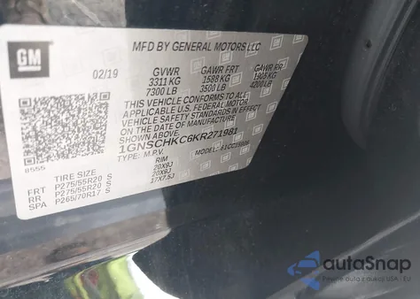 2019 Chevrolet Suburban Lt from USA, damaged, VIN 1GNSCHKC6KR271981